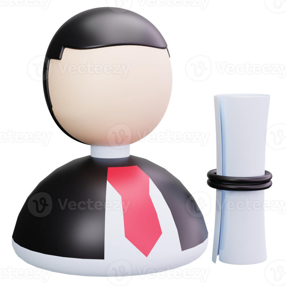 3D Icon Graduate Employee Certificate Scroll png