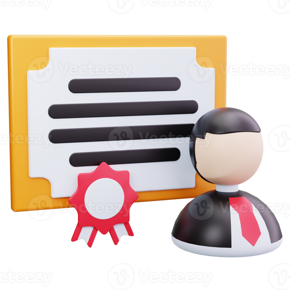 3D Icon Certificate Employee Recognition Award png