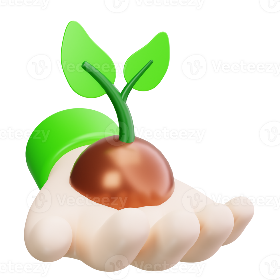 3D Icon Plant Growing Hand png