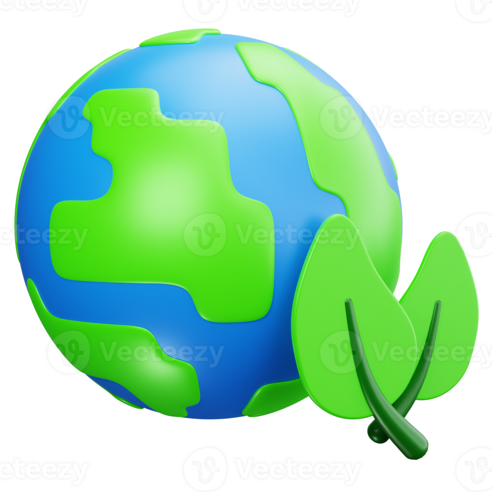 3D Icon Leaf On Earth png
