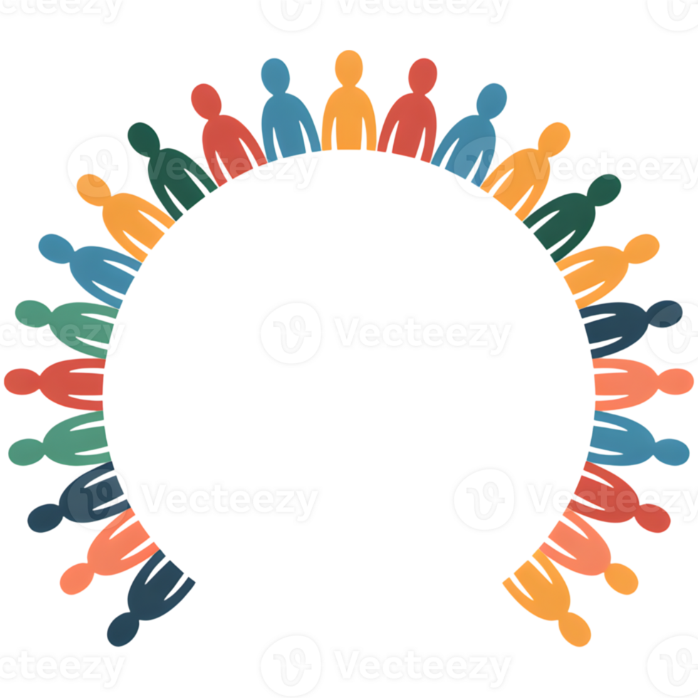 People Standing in a Circle Frame png