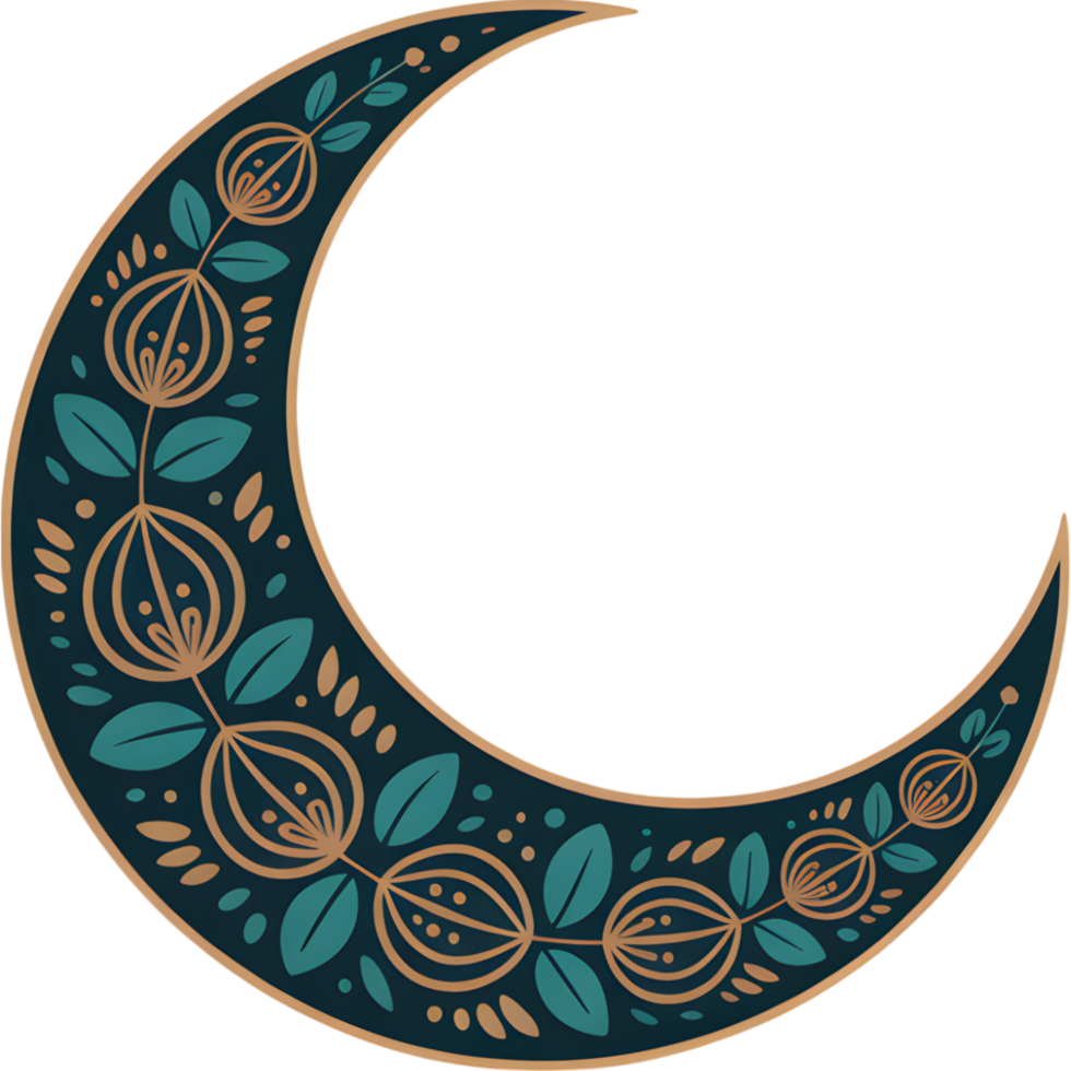 Ornate Crescent Moon Design png