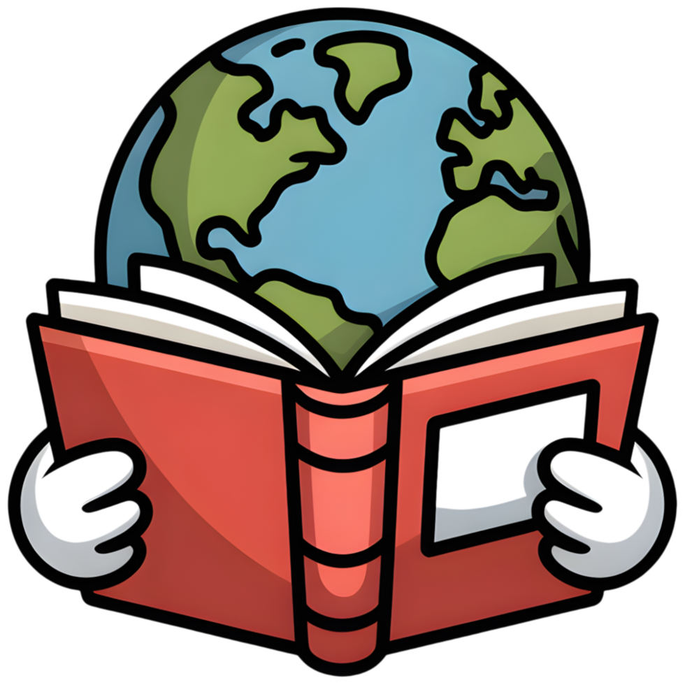 Hands Holding Open Book with Earth png