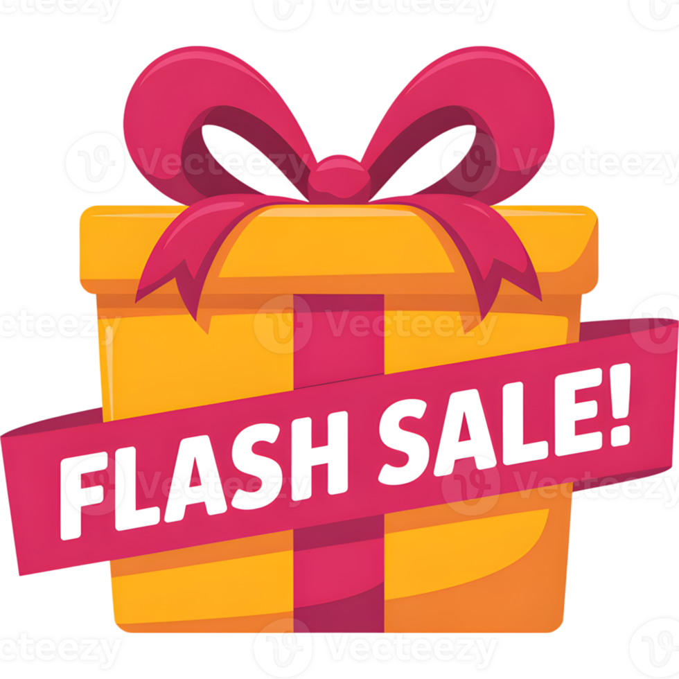 Flash Sale Gift Box with Ribbon png