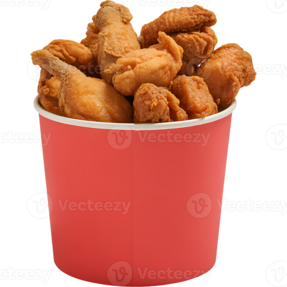Fried Chicken in Red Paper Bucket png