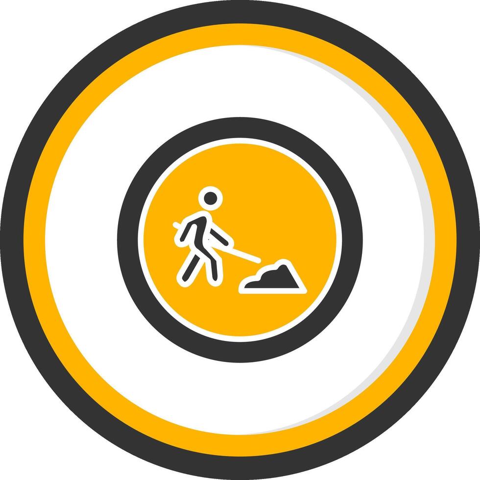 Construction Work Ahead Board Glyph Two Color Circle vector