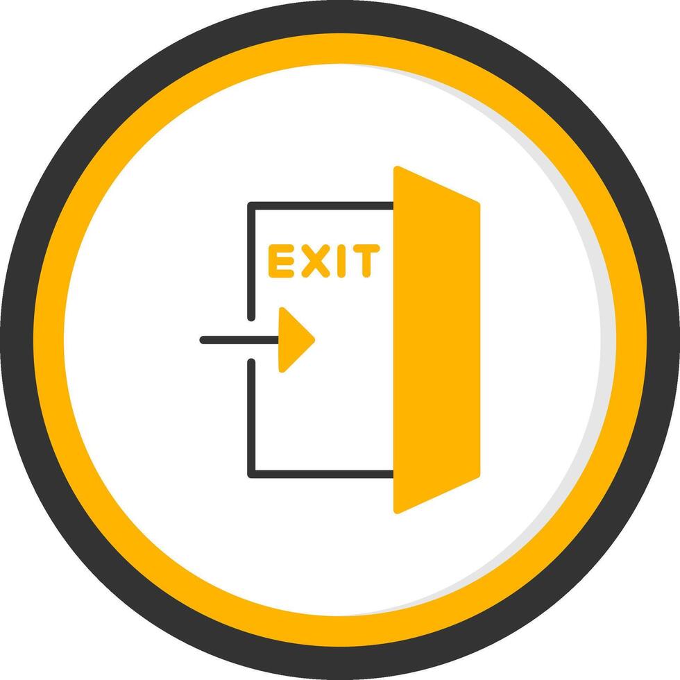 Illuminated Exit Direction Sign Glyph Two Color Circle vector