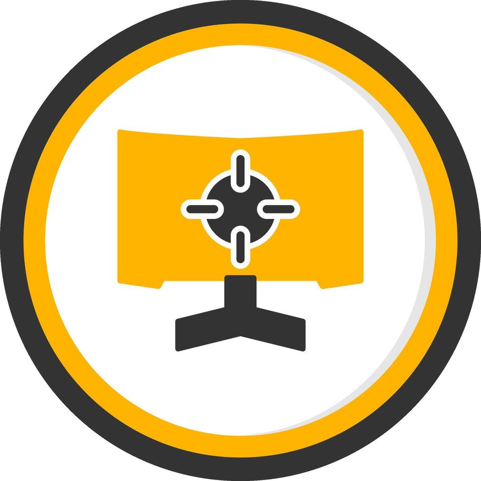 Ultra Wide Gaming Monitor Glyph Two Color Circle vector