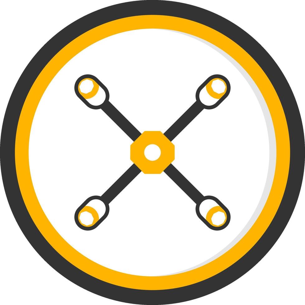 Cross Style Lug Wrench Glyph Two Color Circle vector