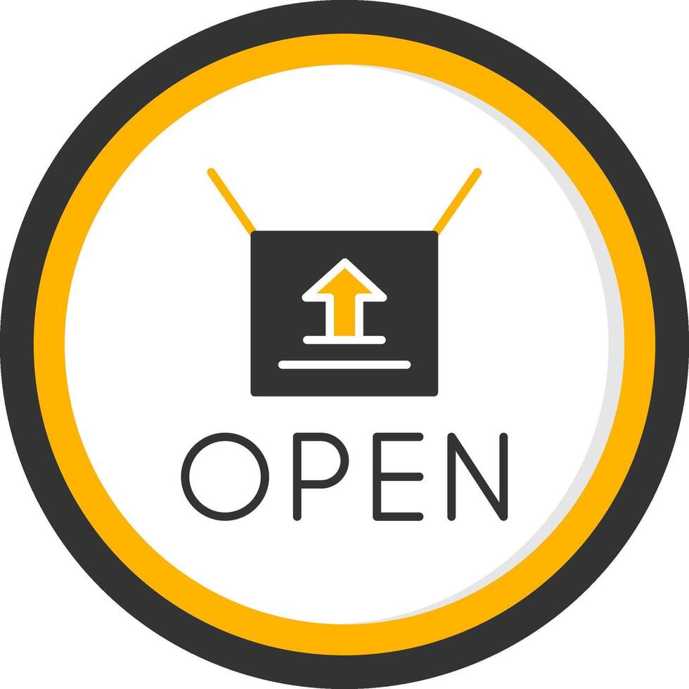 Business Now Open Sign Glyph Two Color Circle vector