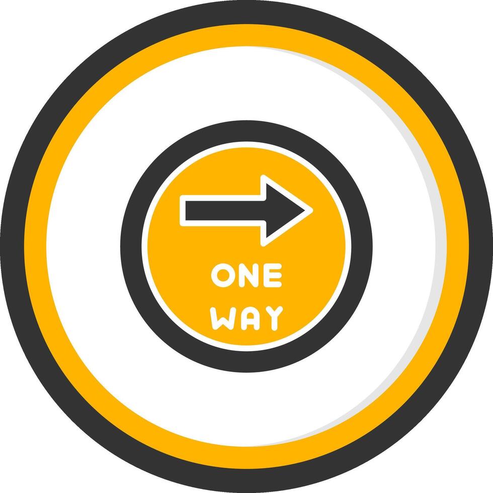 One Way Direction Arrow Glyph Two Color Circle vector