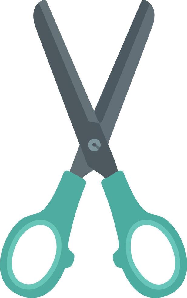Scissors with teal handles and dark gray blades for cutting and crafting tools illustration vector