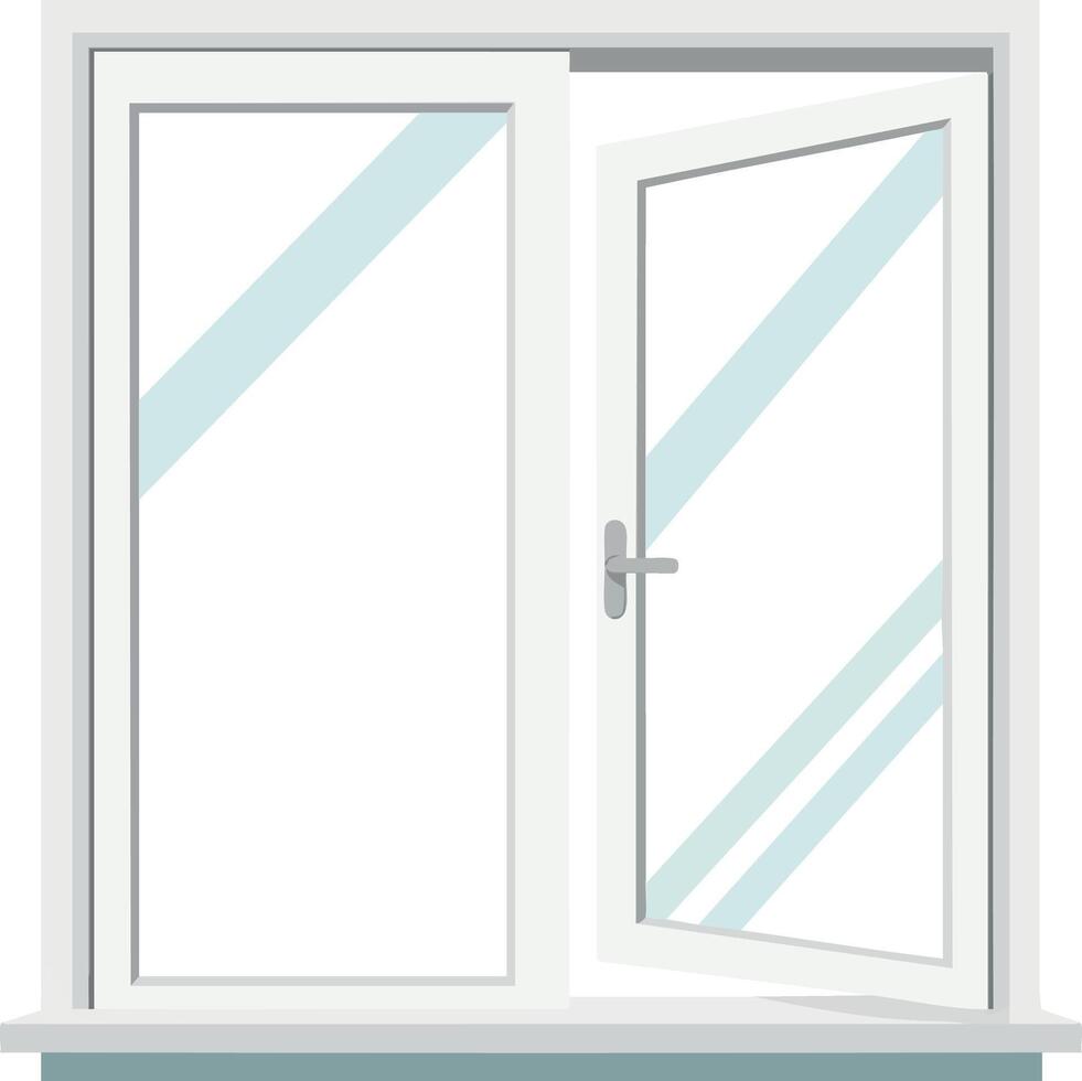 Window with one pane open modern design transparent glass reflection illustration vector