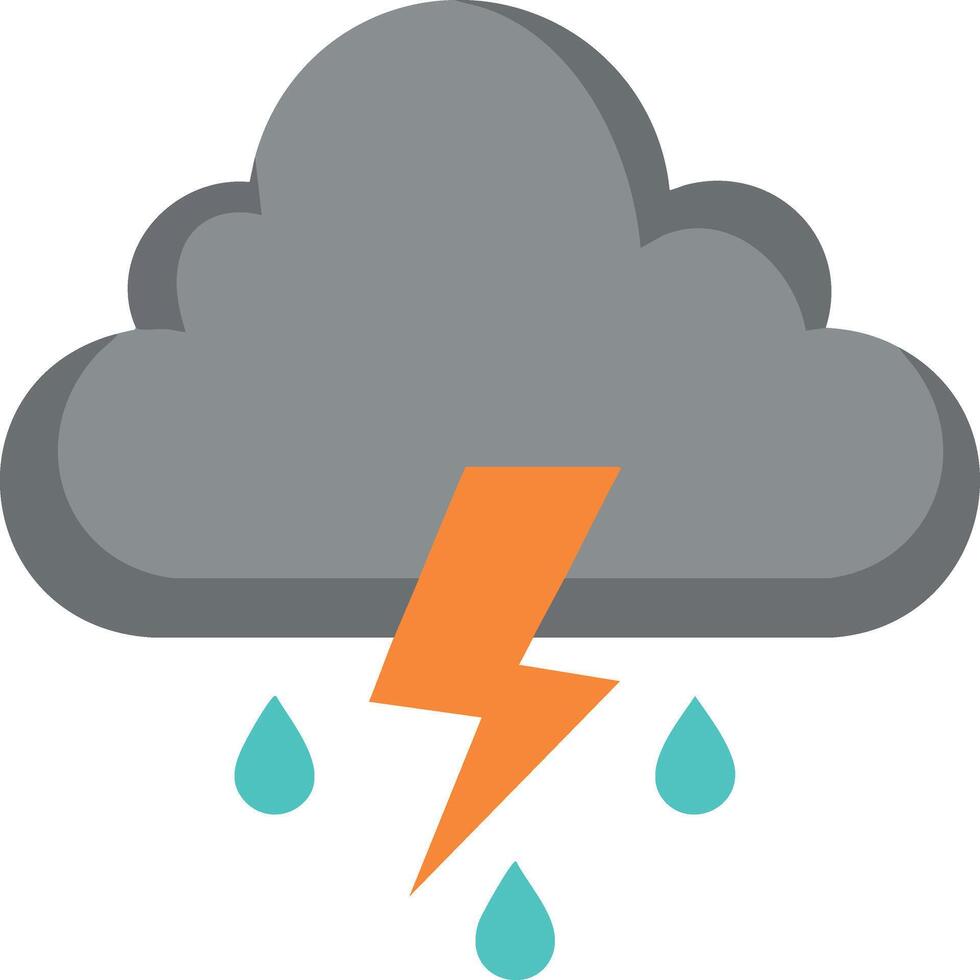 Storm cloud with lightning bolt and raindrops weather icon design for digital use and presentations vector