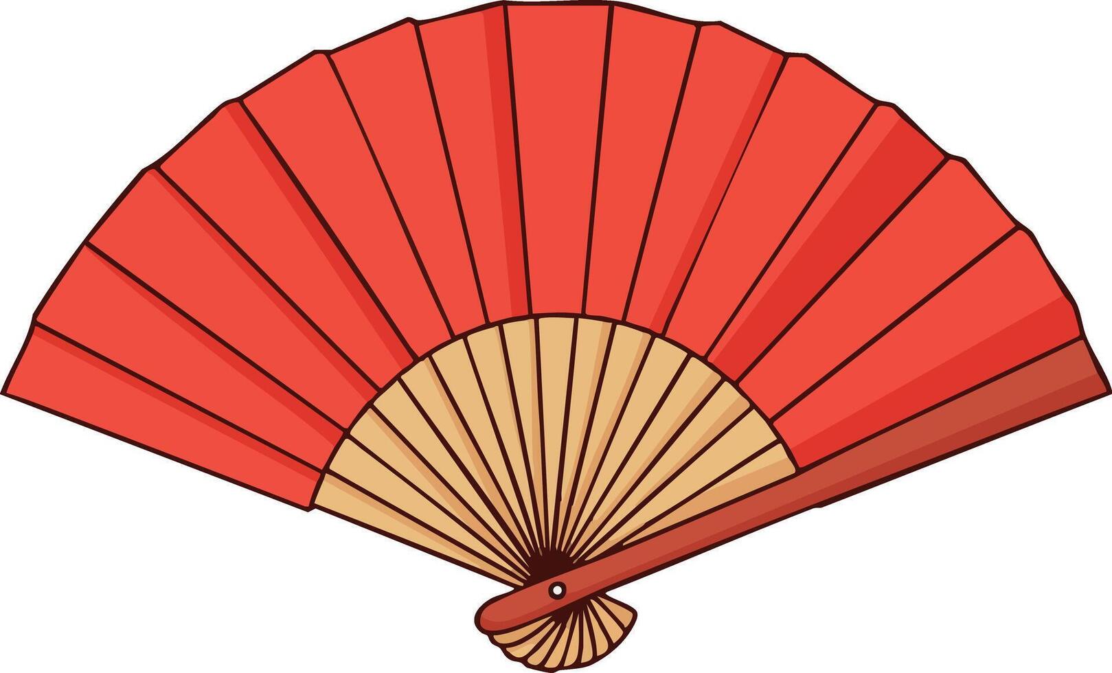Red folding hand fan traditional accessory for cooling and decoration illustration vector
