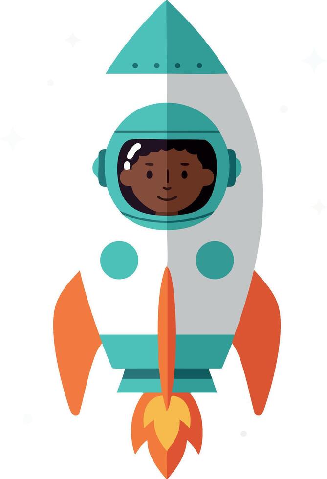 Rocket ship with astronaut inside illustration design for space exploration theme and futuristic technology concepts vector