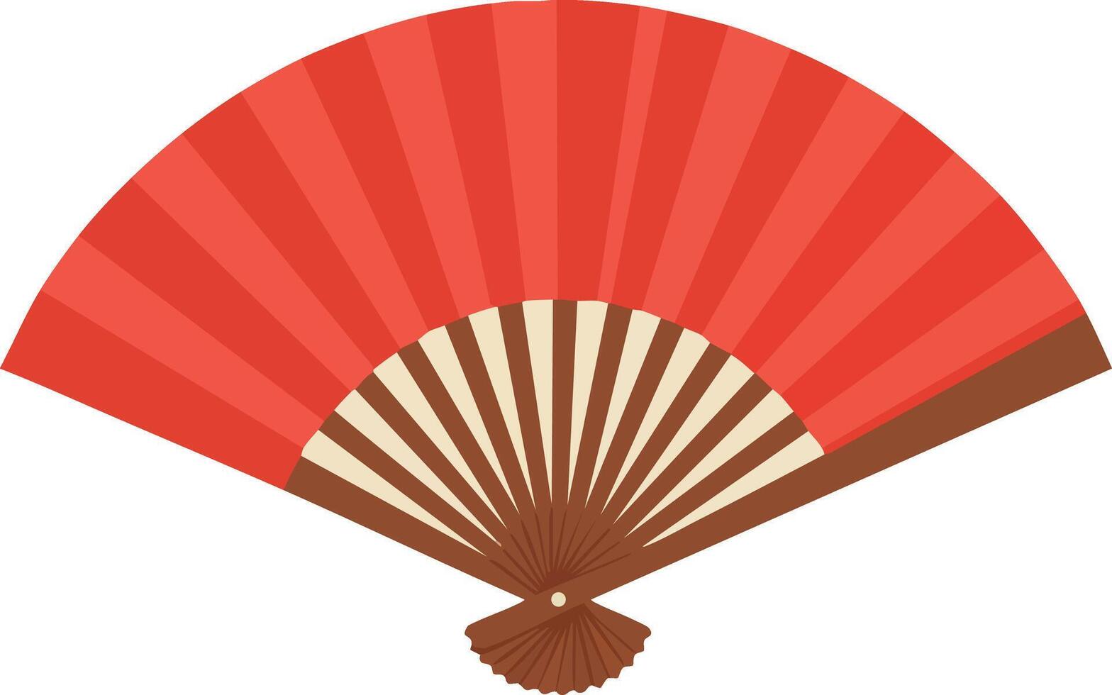 Red Traditional Hand Fan with Wooden Frame Illustration for Cultural Design and Decoration Purposes vector