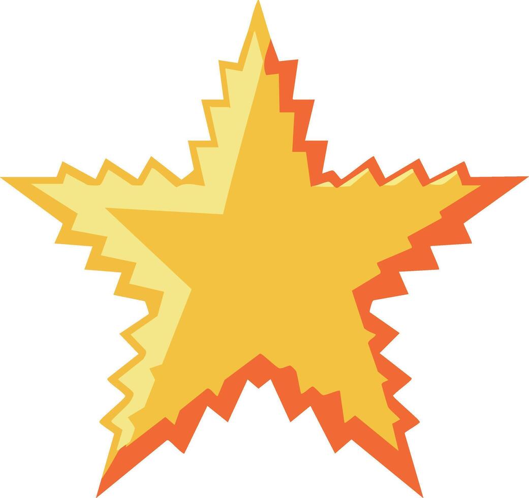 Bright yellow star with jagged edges and orange outline graphic design for decoration and celebration purposes vector