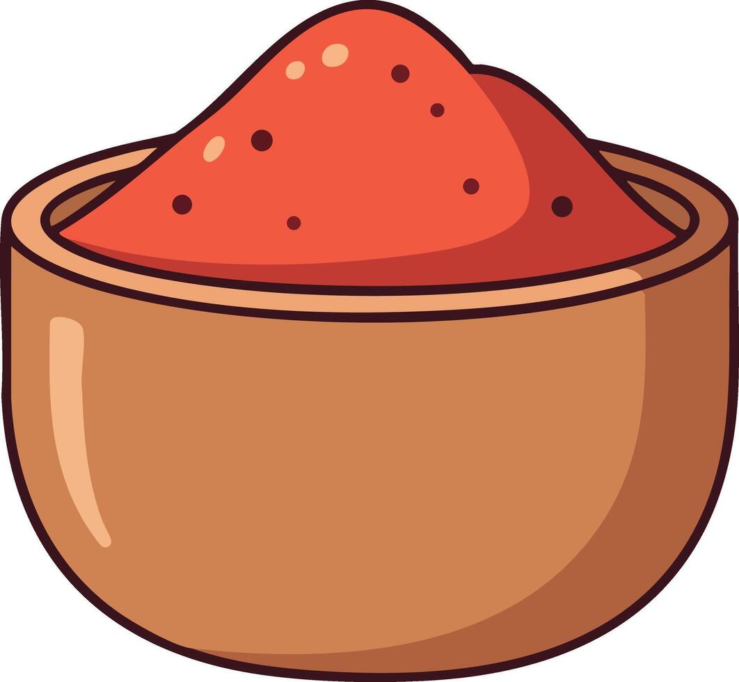 Red chili powder spice in wooden bowl illustration for cooking and seasoning natural ingredient design vector