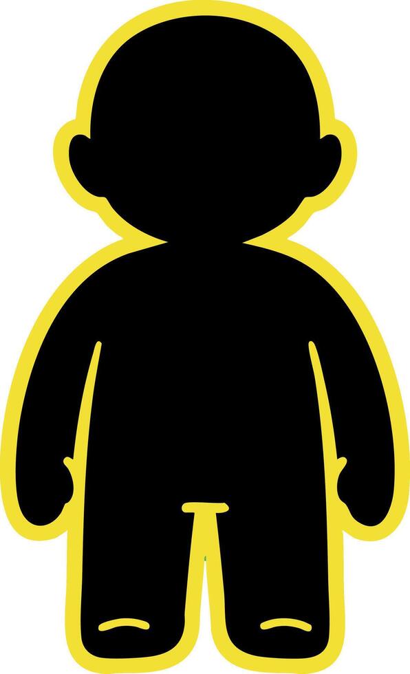 Silhouette of baby figure with yellow outline design icon illustration vector