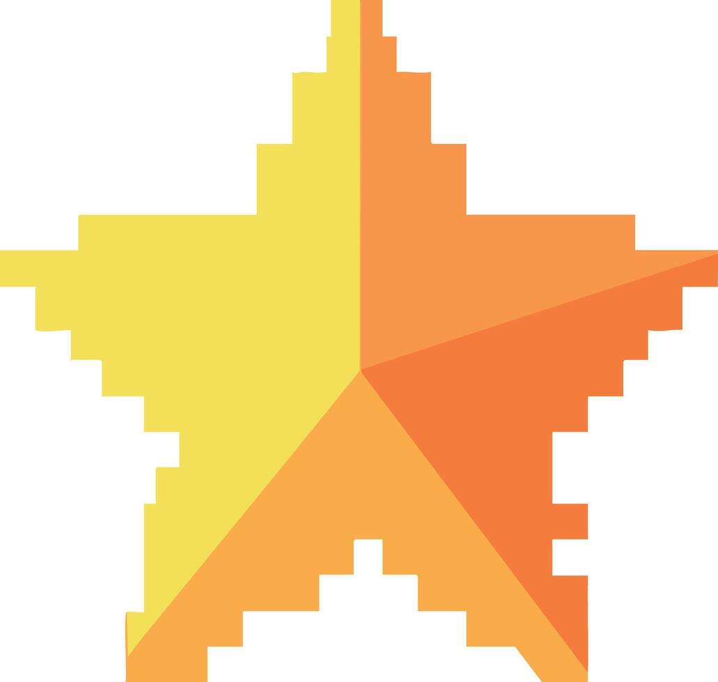 Star icon pixel style bright yellow and orange digital star design illustration vector