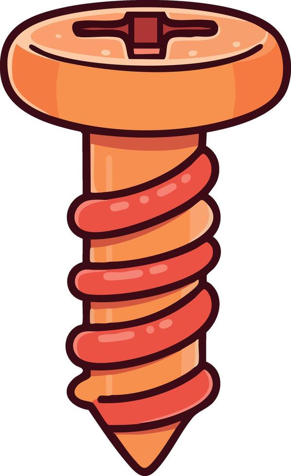 Orange screw with red thread illustration for construction and repair tools design vector