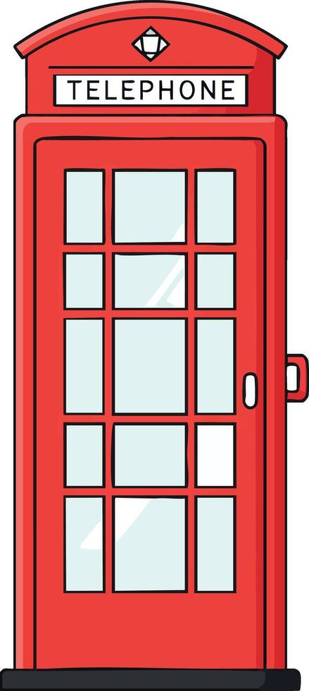 Red British Telephone Booth Classic Design Iconic Vintage Public Phone Box Illustration vector