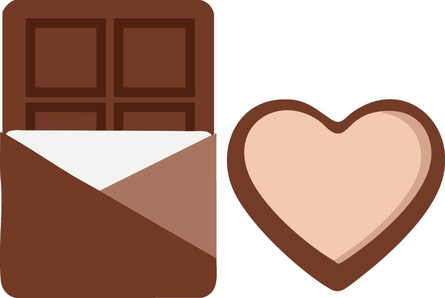 Chocolate bar with heart shape candy icon design in brown and beige colors simple style vector