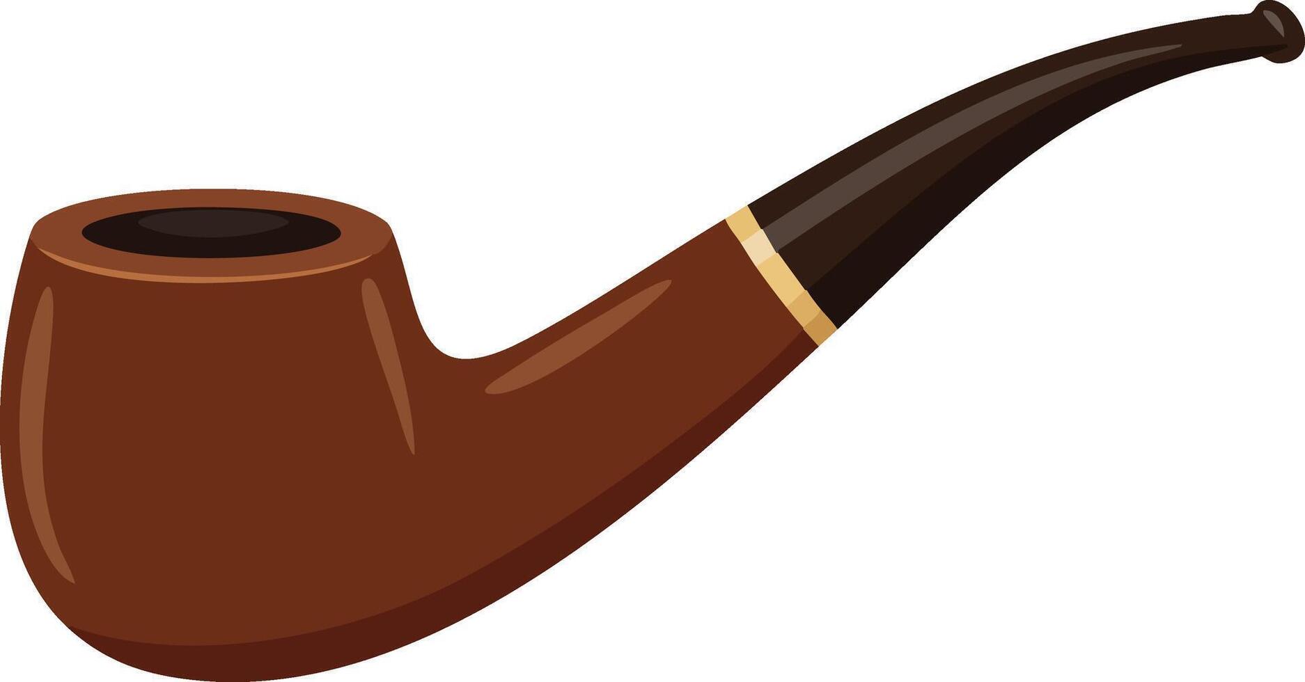 Tobacco smoking pipe with brown wooden bowl and dark curved stem illustration design vector