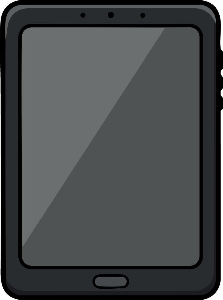 Tablet device with black frame and blank screen digital technology illustration for modern gadgets use vector