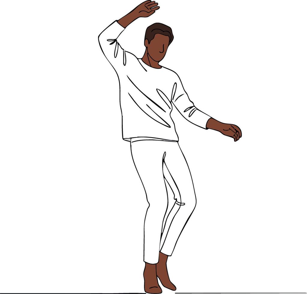 Young man dancing in casual white outfit isolated minimal style illustration vector