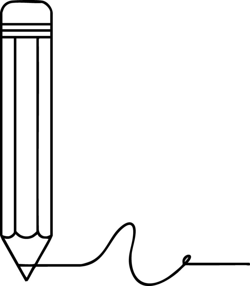 Pencil drawing continuous line art minimalistic design with writing scribble illustration vector