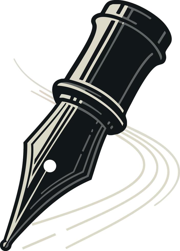 Fountain pen nib writing tool ink calligraphy instrument illustration design creative stationery concept vector