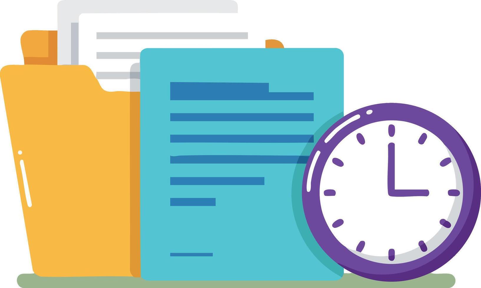 Time management concept with folder and document icons in flat design for productivity and organization vector