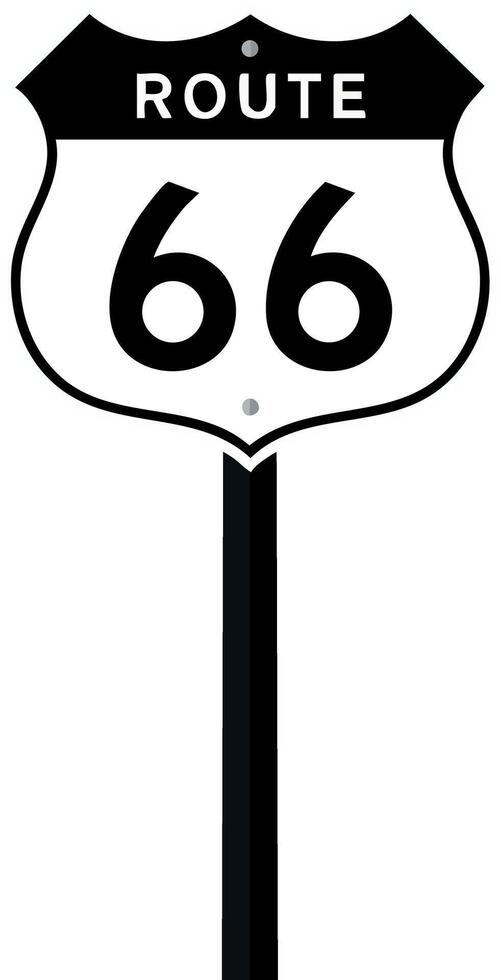 Route 66 highway road sign symbol iconic American travel landmark illustration vector