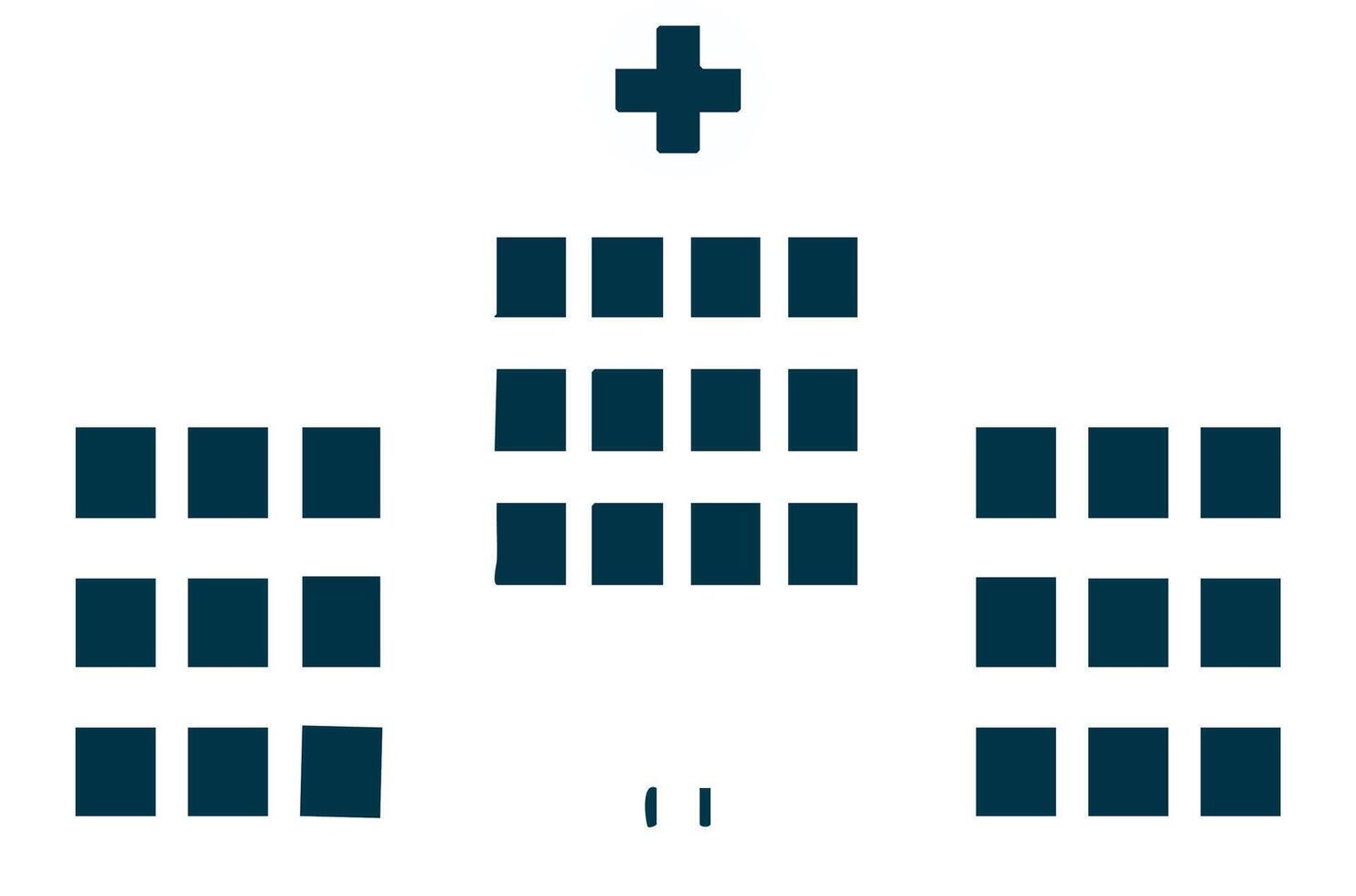 Hospital building icon with medical cross symbol in simple style for healthcare and medical services design vector