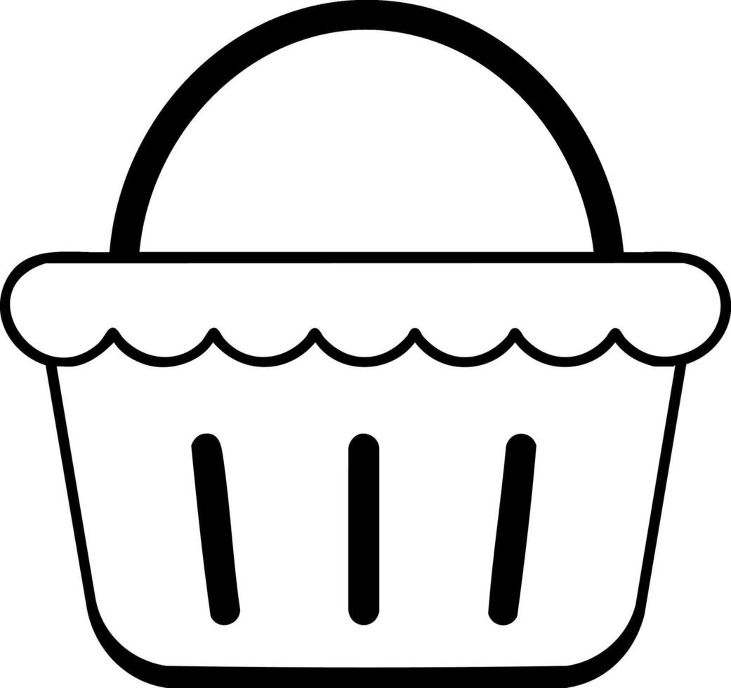Basket icon simple black line art symbol for shopping or carrying items in minimalist design vector