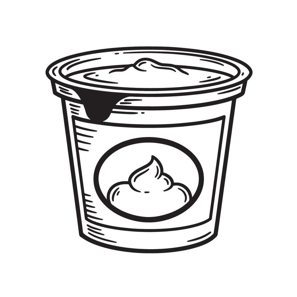 A delicious yogurt cup in a vintage art style featuring a silhouette depiction perfect for healthy eating and food related designs vector
