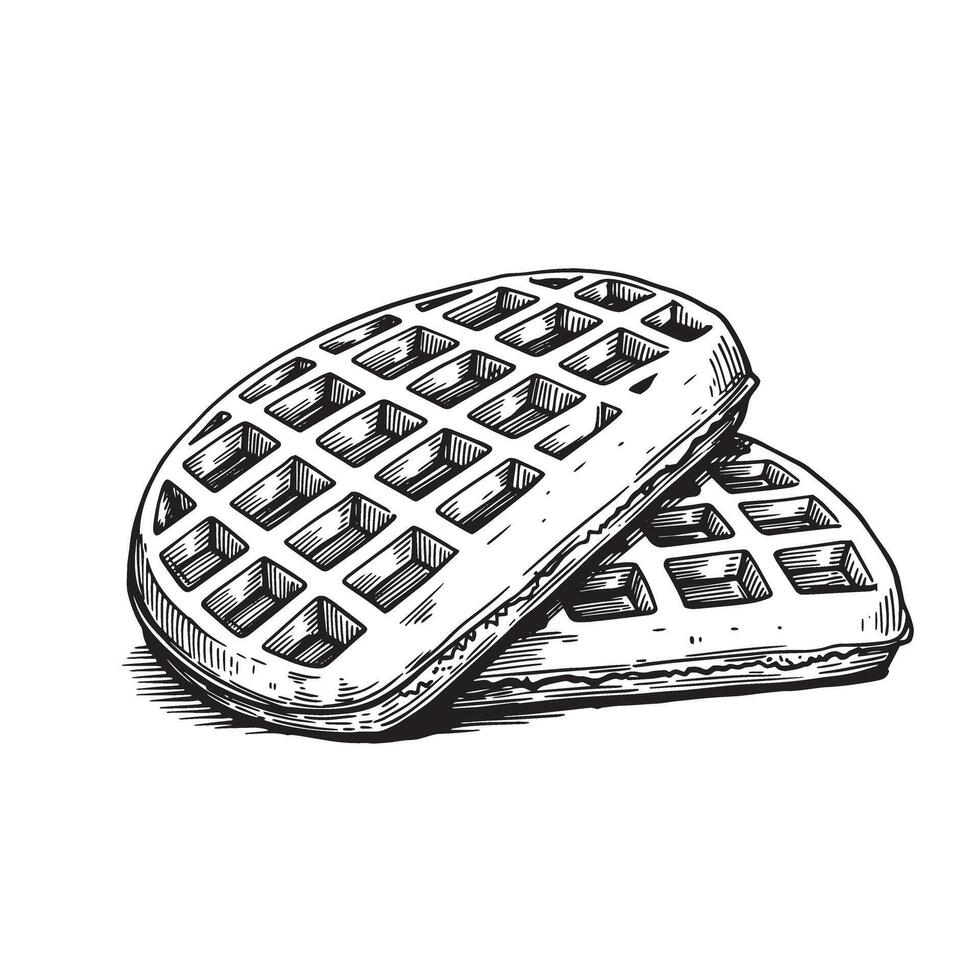Artistic vintage style illustration of two delicious breakfast waffles perfect for design projects silhouette vector