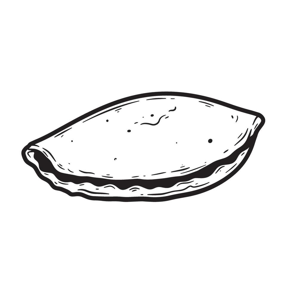 Simple elegant illustration of a hand drawn style empanada or pastry in a vintage art silhouette perfect for various designs vector