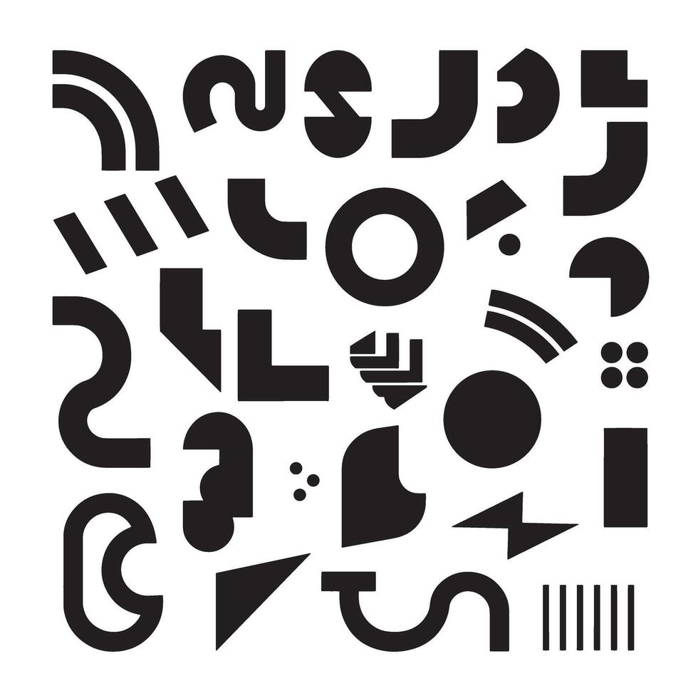 A geometric design featuring abstract shapes arranged in a grid pattern a retro vintage art silhouette with a monochromatic color scheme and a clean modern aesthetic vector