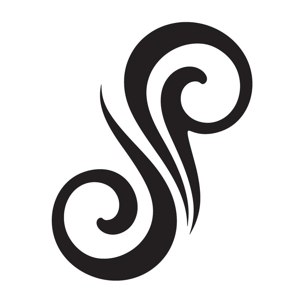 Elegant swirl design in black and white a classic vintage art silhouette illustrative element on a clean white background vector