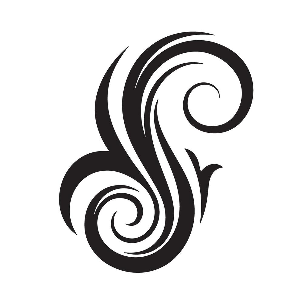 Elegant swirling floral design elements crafted in a minimalist black and white style perfect for vintage art projects. vector
