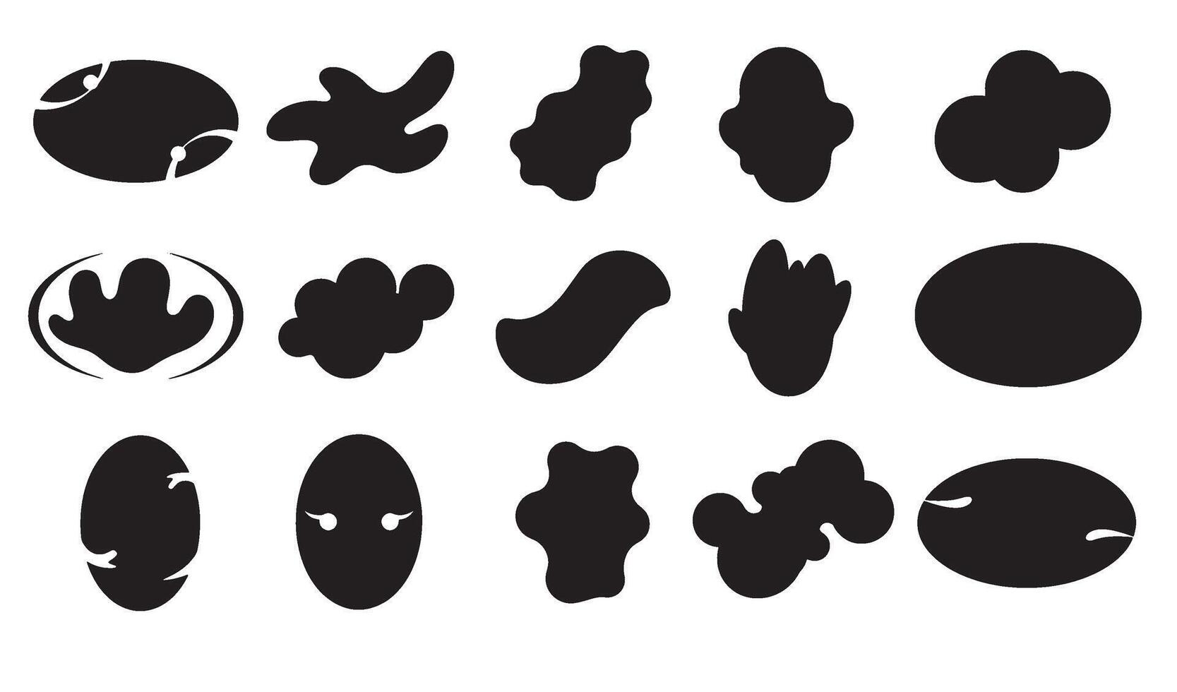 Black abstract organic shapes collection icon set for design and decorative purposes on white background vector