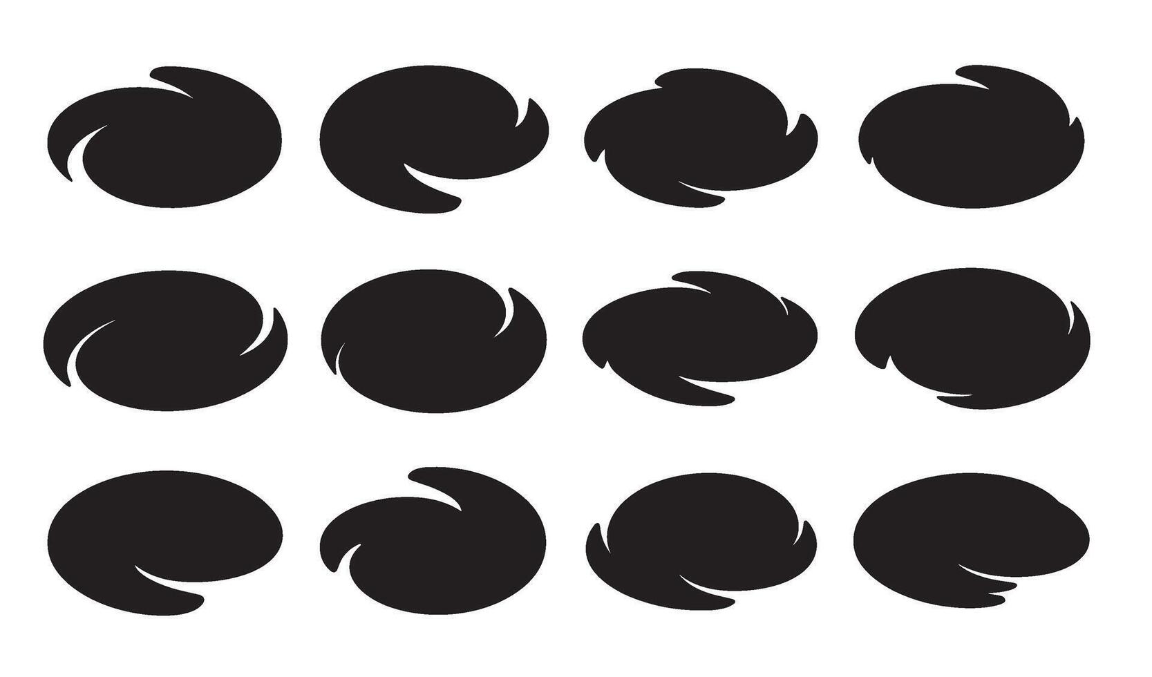 Abstract swirl shapes icon set in black on white background for design projects vector