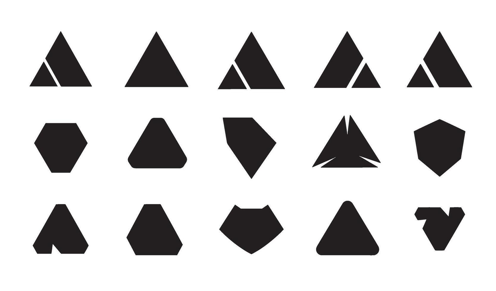 Abstract geometric shape icon set in black and white on a plain background vector