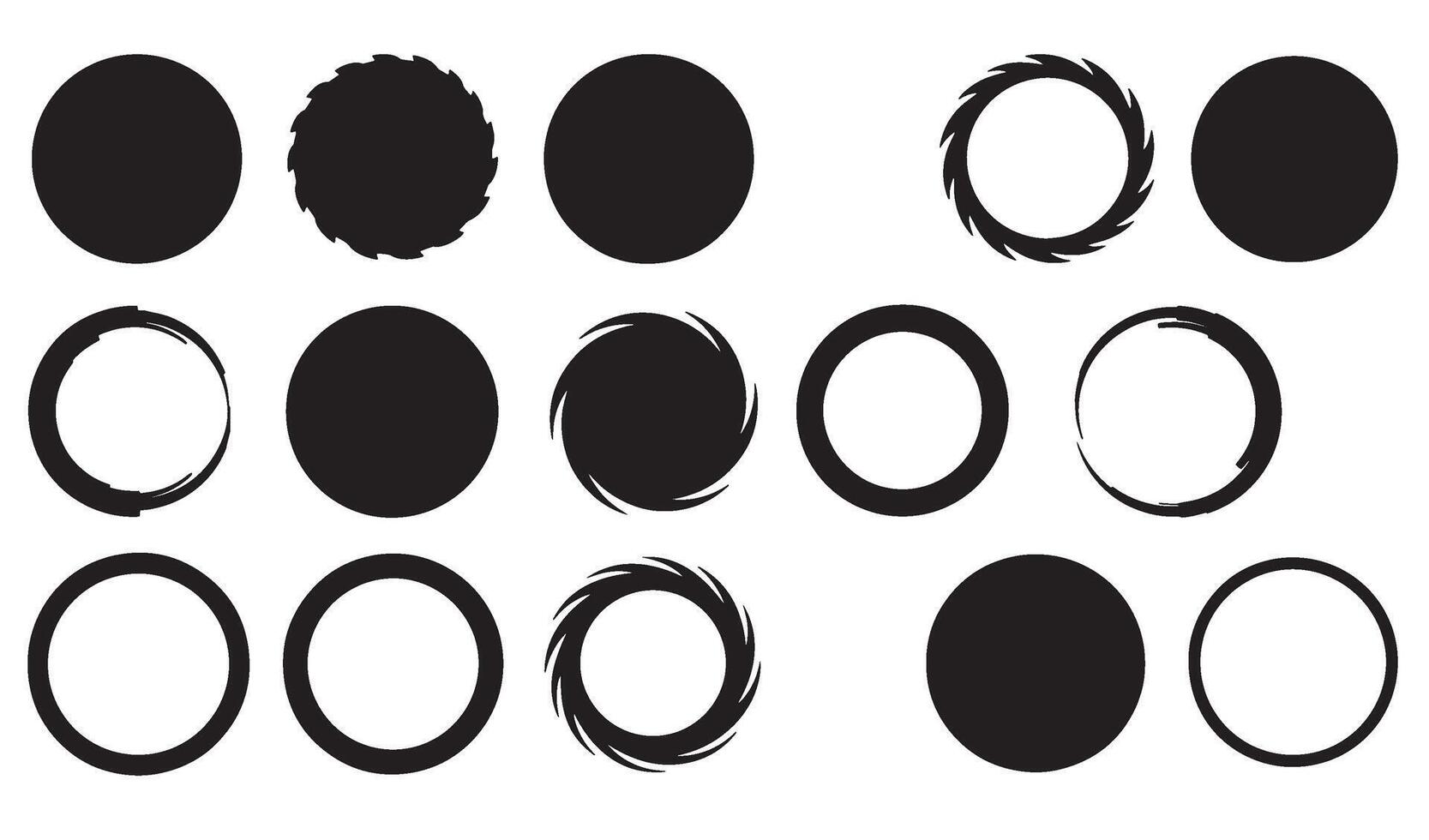 Assorted geometric shapes circular variations and icon set for design elements vector