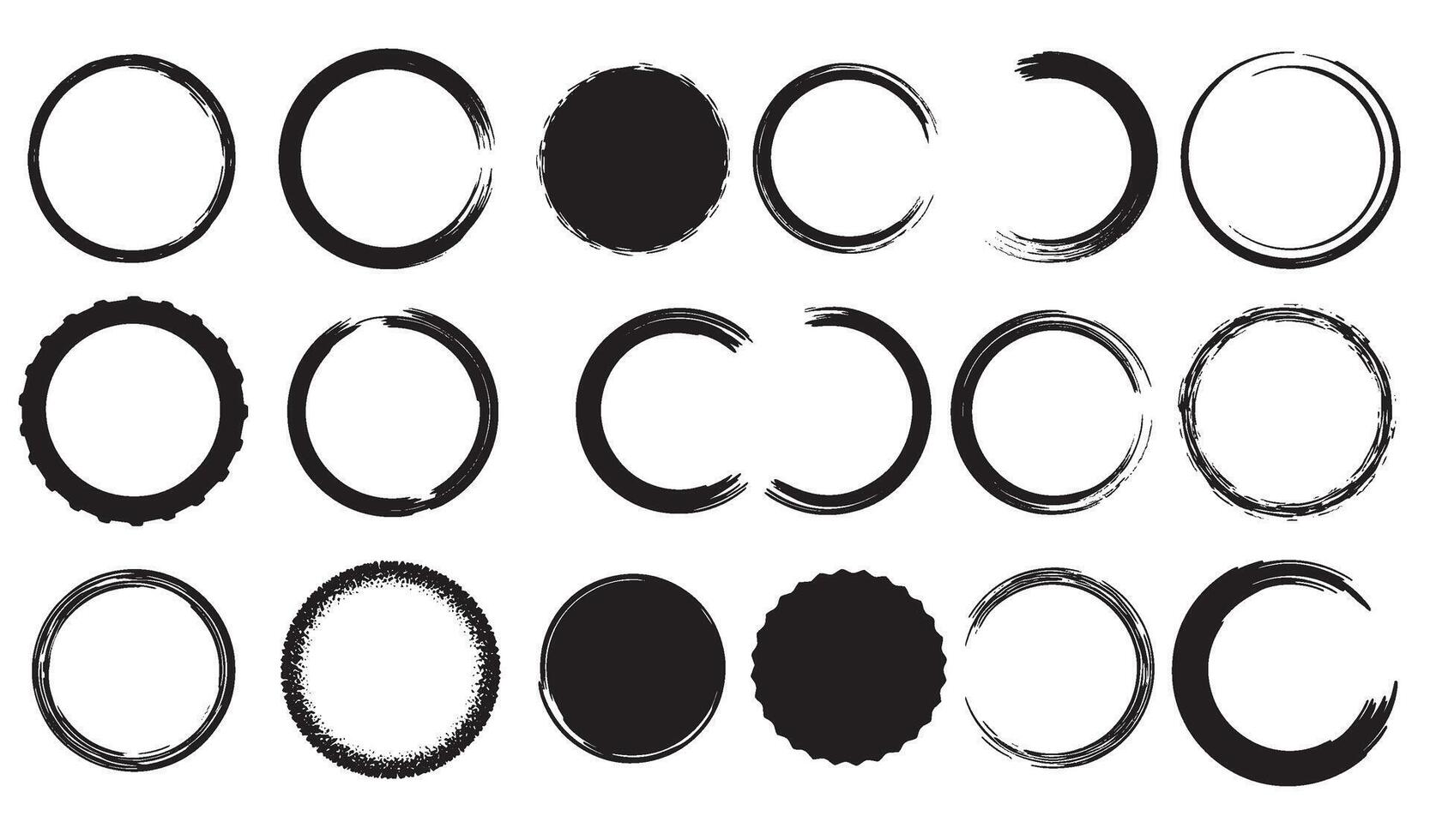 Collection of hand drawn grunge circles and circle elements for design purposes vector