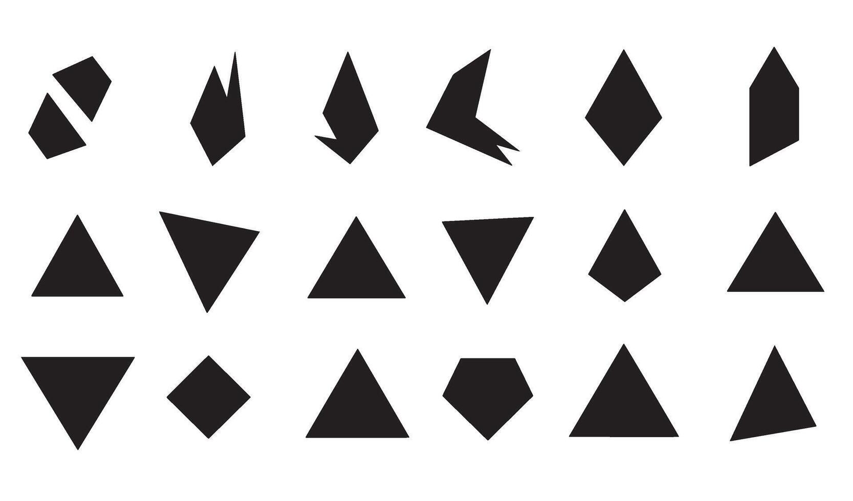 Abstract geometric shapes collection in black with varied triangular diamond and pentagon forms vector