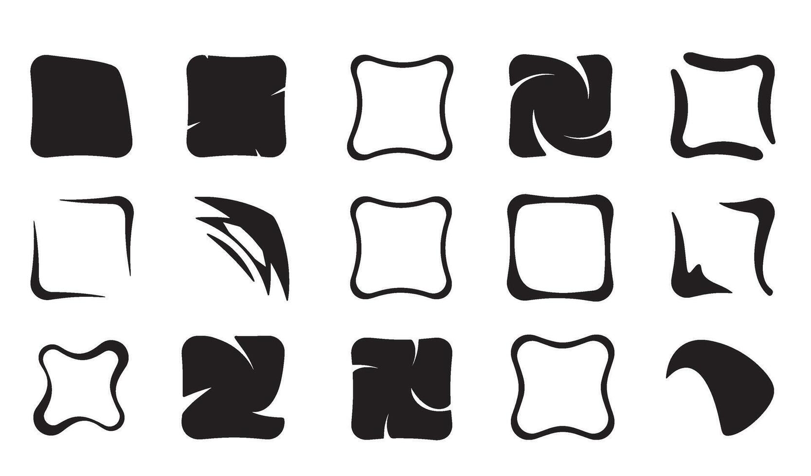 Collection of black and white shape icon designs and frames for graphic elements vector